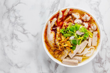 Vietnamese noodle soup with chicken feet