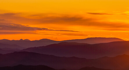 Beautiful sunrise over the Apennine mountains.

