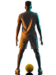 young african soccer player man in studio isolated on white background in silhouette shadow © snaptitude