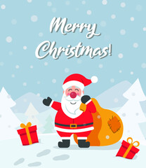 Merry Christmas greeting card with Santa Claus Vector image