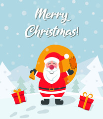 Merry Christmas greeting card with Santa Claus Vector image