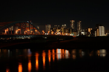 田園調布から見た丸子橋と武蔵小杉の夜景