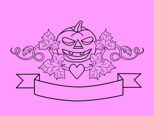 card with pumpkin halloween