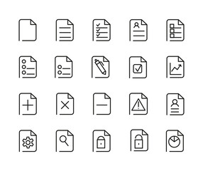 Simple Set Of Documents Related Outline Icons. Elements For Mobile Concept And Web Apps. Thin Line Vector Icons For Website Design And Development, App Development. Premium Pack.