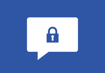 Message, chat, online communication and protection of privacy. Cybernetic security and safety. Vector illustration.