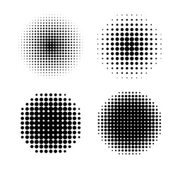 Set of circular halftone elements. Halftone effects. Gradient halftone dots.