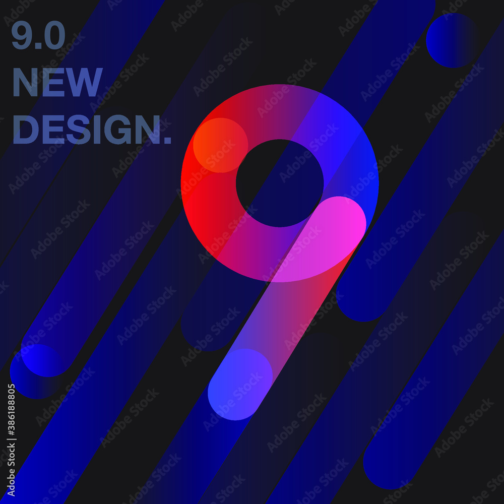 Aufkleber vector of abstract number nine design with text: 9.0 new design. eps 10 vector illustration.