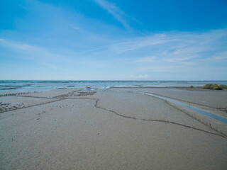 aerial view of ebb tide and show the fishery industry