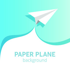 White paper airplanes flying with place for text or image. Paper art style of business success and leadership creative concept idea. Eps10 vector illustration.