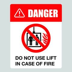 Fire emergency icons. Do not use the lift. Eps10 vector illustration.
