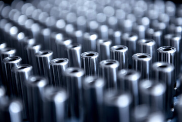 Fototapeta premium Abstract industrial background of metal pipes construction.