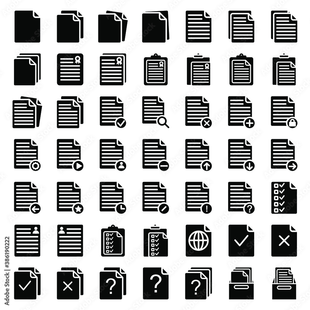 Poster clipboard and paper related vector icon set. vector symbols isolated on a white background.
