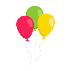 Colored balloons in a flat style. Cartoon balloons for birthday and party. Vector
