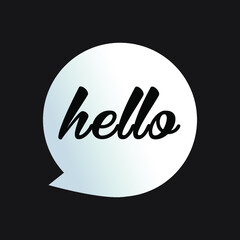 Speech bubble with hello quote. Hand drawn lettering. Modern brush calligraphy. Eps10 vector illustration