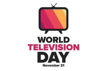 World Television Day. November 21. Holiday concept. Template for background, banner, card, poster with text inscription. Vector EPS10 illustration.