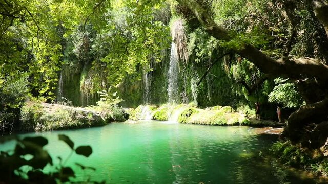 Kursunlu waterfall near Antalya city in Turkey, beautiful nature travel background, autumn time
