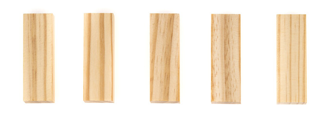 Stack wooden blocks  isolated on a white background.