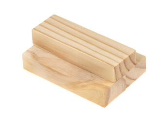 Stack wooden blocks  isolated on a white background. Wooden Blocks disrupted and building on white background