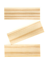 Stack wooden blocks  isolated on a white background. Wooden Blocks disrupted and building on white background