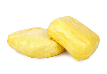 Yellow Soft Tofu isolated on white background with clipping path