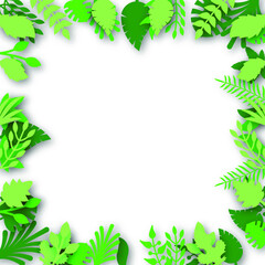 Set Eco Abstract Green Collection 
Frame Plants Nature Paper Cut Background Vector Design Style