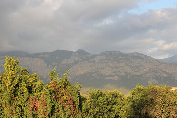 stormy sunset in the Turkish mountains near Kemer