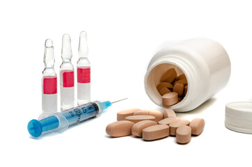 Syringes and medications used in medicine