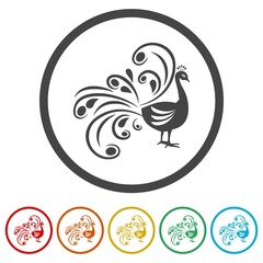 Peacock ring icon, color set