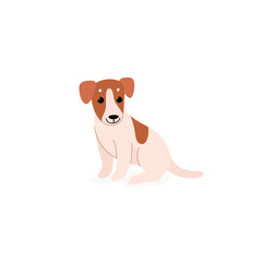 Jack russell terrier. Cute dog character. Vector illustration in cartoon style for poster, postcard.