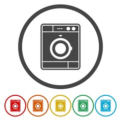Washing machine ring icon, color set