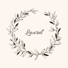 Laurel wreath. Vector design elements in boho style. Illustration for greeting card, packaging. - obrazy, fototapety, plakaty