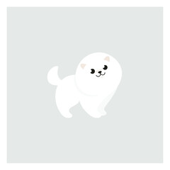Pomeranian puppy. Cute dog character. Vector illustration in cartoon style for poster, postcard.