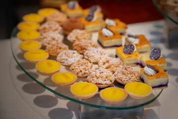 assorted dessert canape on slate plater