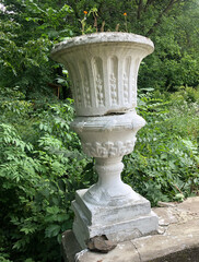 Vase and balustrade of the abandoned building
