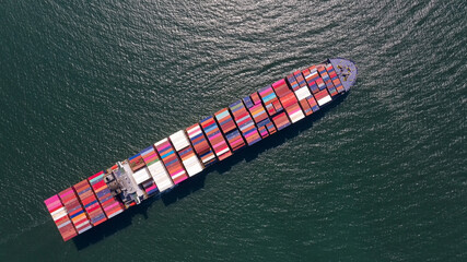 Container , container ship in export and import business and logistics. Shipping cargo to harbor by...