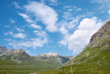 Obraz premium Bernina, Switzerland - July 22, 2020:Panorama from Bernina express train
