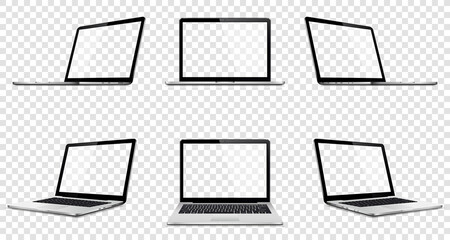 Laptop set mock up with transparent screen isolated