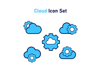 setting icon. setting with cloud symbol. Concept of cloud computing setting . Vector illustration, vector icon concept.