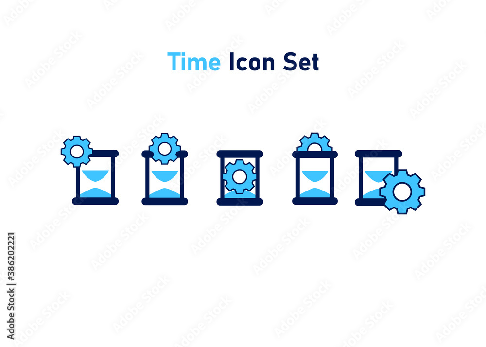Poster setting icon. setting with sandgalss symbol. concept of time management . vector illustration, vecto