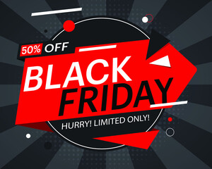 Abstract Black friday offer banner in a black background - Vector
