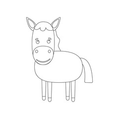 Cute vector horse. Vector cartoon pony. Vector illustration for children. Coloring book. Vector illustration