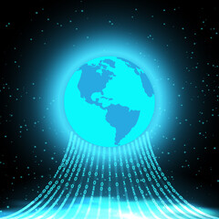 Stream of binary code to the earth