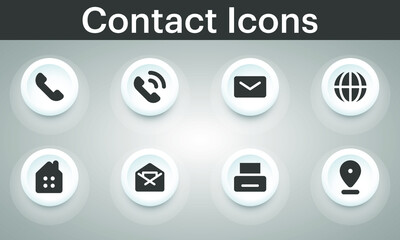 Communicating contact icon set as white buttons to or your web site design, logo, app, UI - Vector illustration