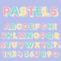 Letter Alphabet With Numbers Pastels Color Pop Art Style Design