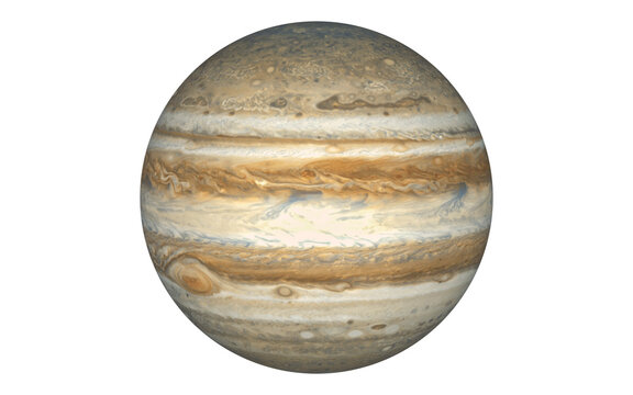 Planet Jupiter Isolated in white(Elements of this image furnished by NASA). 3D rendering