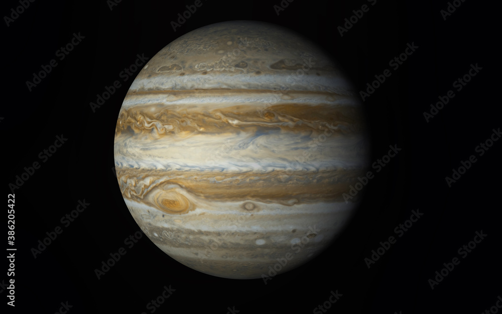 Wall mural planet jupiter isolated in black (elements of this image furnished by nasa). 3d rendering