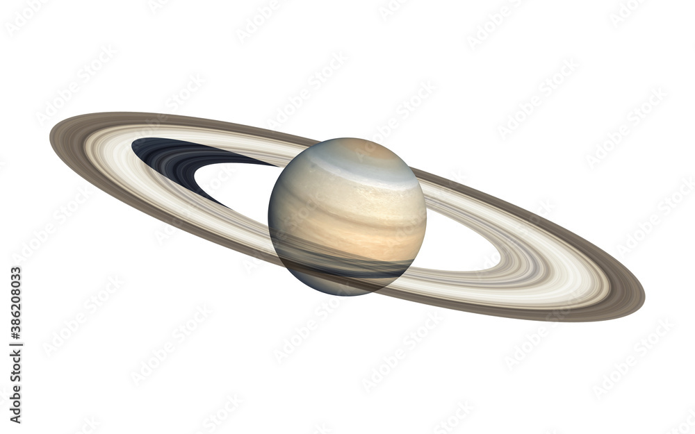 Wall mural planet saturn isolated in white (elements of this image furnished by nasa). 3d rendering