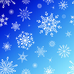 Fototapeta na wymiar Vector illustration Snowflakes pattern on blue background.