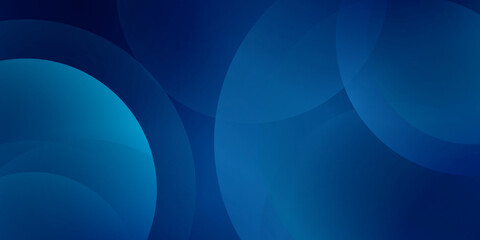 Abstract futuristic dark blue banner with a gradient circle shapes and blur 