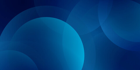 Abstract futuristic dark blue banner with a gradient circle shapes and blur 